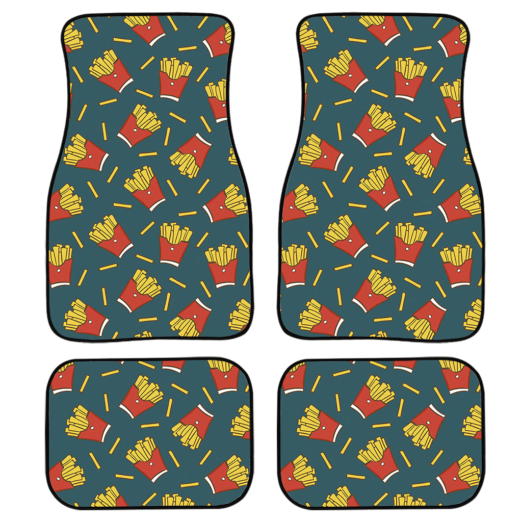 Doodle French Fries Pattern Print Front And Back Car Floor Mats, Front Car Mat