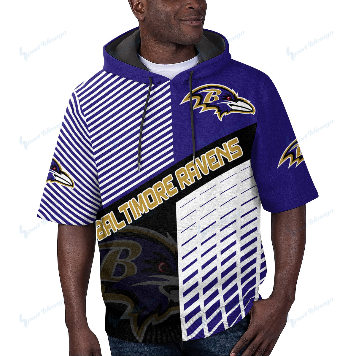 Baltimore Ravens Short Sleeve Hoodie Bg79