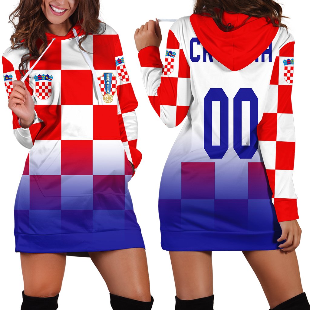 (Custom) Croatia Euro Hoodie Dress Soccer A27