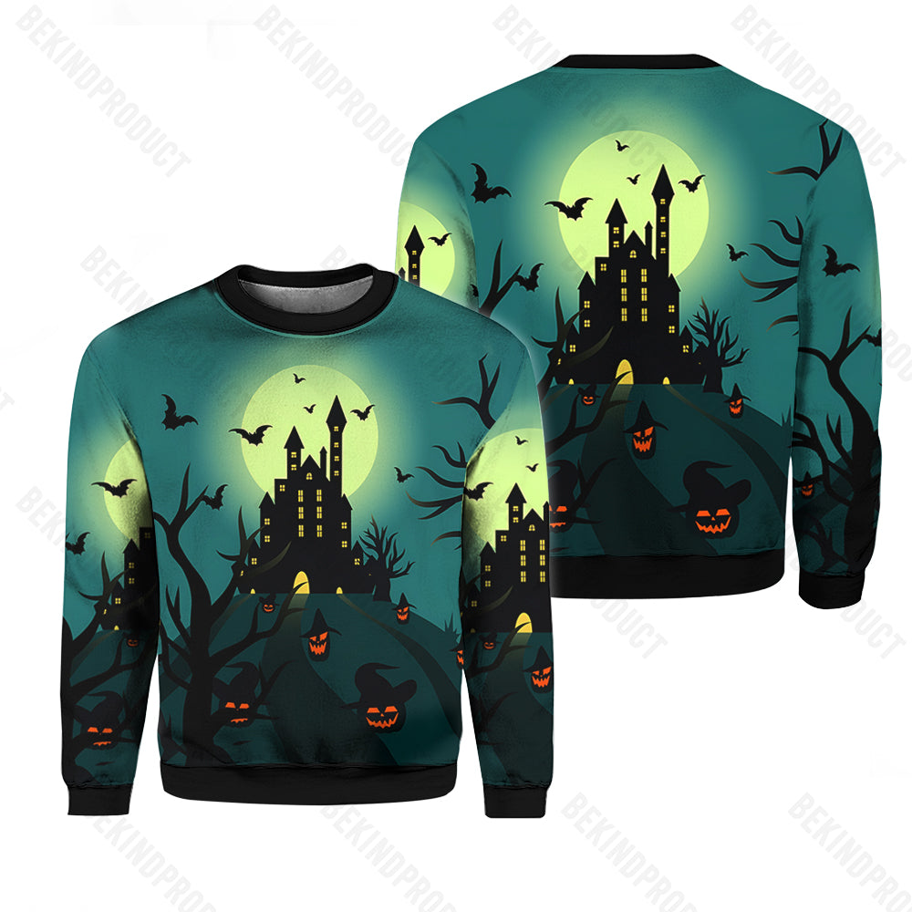 Halloween House Crewneck Sweatshirt All Over Print Sweatshirt For Women Sweatshirt For Men