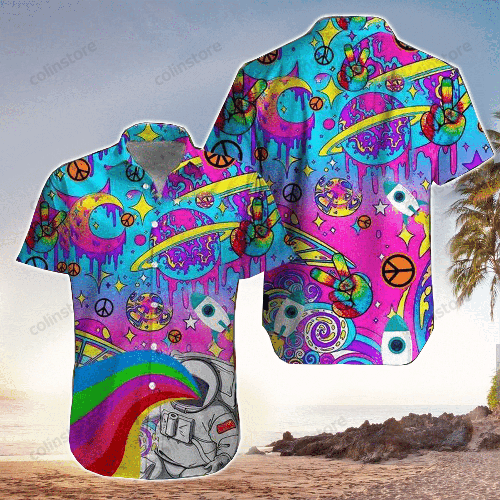 Colorful Hippie Space Pink Hawaii Shirt Aloha Ha1258