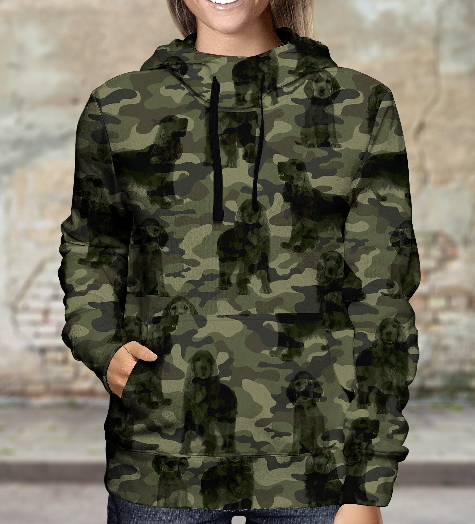 Street Style With English Cocker Spaniel Camo Hoodie V1