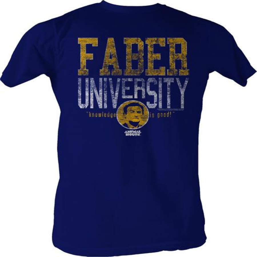 ANIMAL HOUSE-FABER UNIVERSITY-NAVY ADULT S/S T-SHIRT