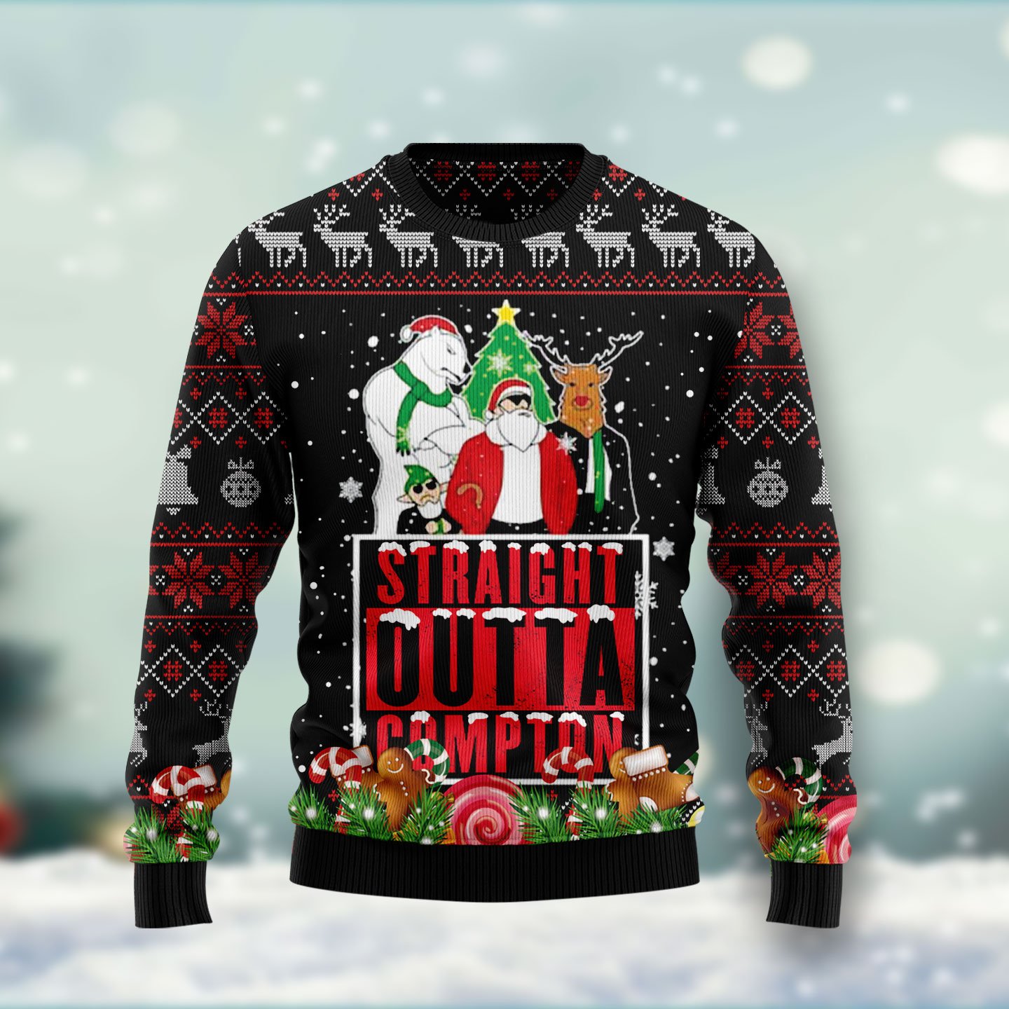 Straight outta north pokle HT041203 Ugly Christmas Sweater unisex womens & mens, couples matching, friends, funny family ugly christmas holiday sweater gifts (plus size available)