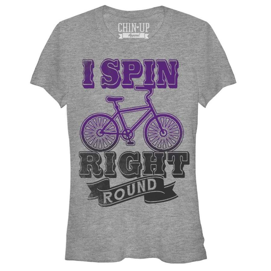 CHIN UP Junior’s Spin Right Round  T Shirt Athletic Heather