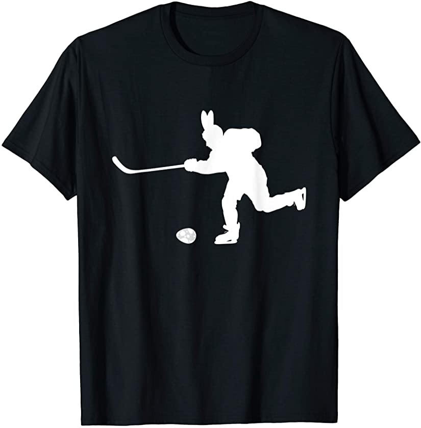 Ice Hockey Easter Bunny Ears Ice Hockey Lover Easter Egg T-Shirt