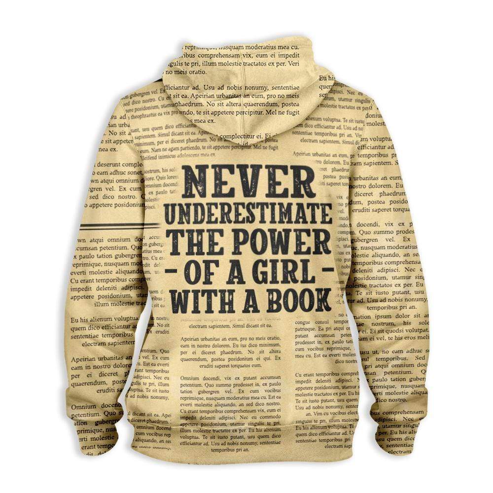 Never Underestimate The Power of A Girl with A Book Hoodie 3D AOP #H