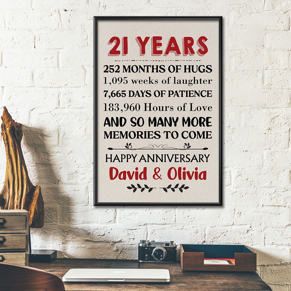 Personalized Names 21St Wedding Anniversary Gifts Poster For Couple, Husband & Wife, Her, Him