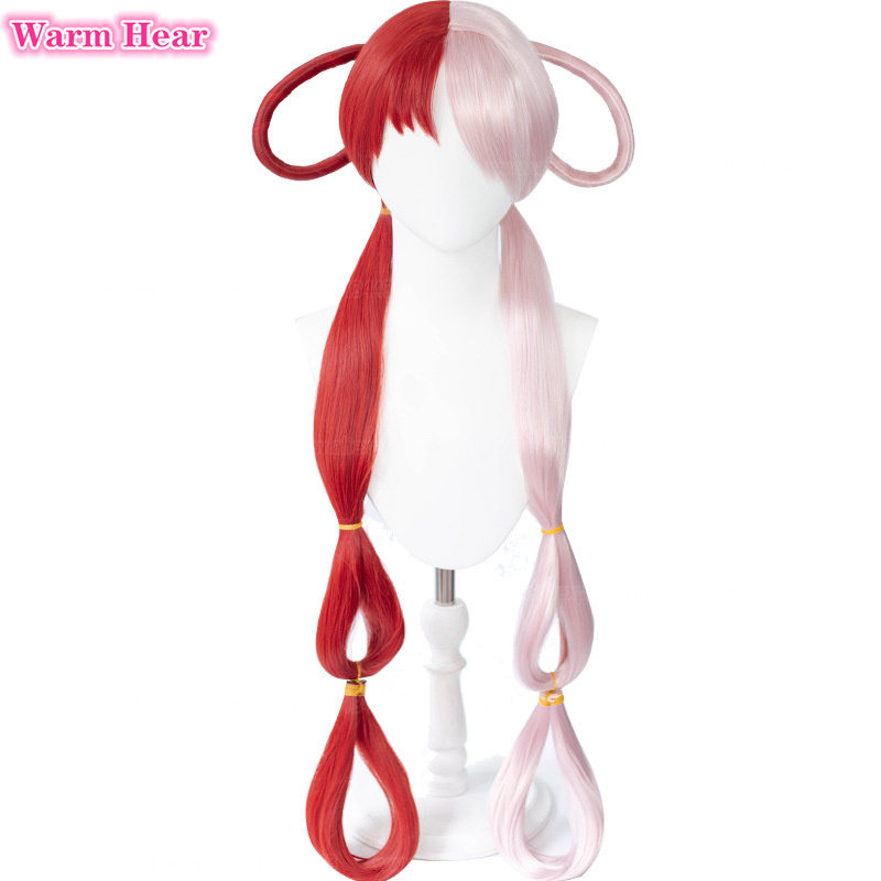 Anime One Piece Uta Cosplay Wig Uta Red Pink Heat Resistant Hair Halloween Wig Headphones Props Woman Girl Cosplay + Wig Cap alx