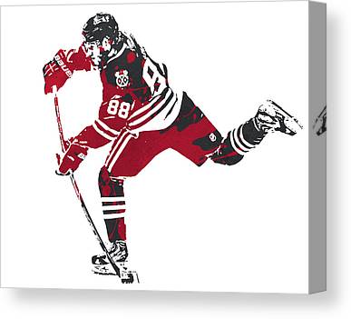 Patrick Kane Chicago Blackhawks Watercolor Strokes Pixel Art 10 Joe Hamilton Canvas Print