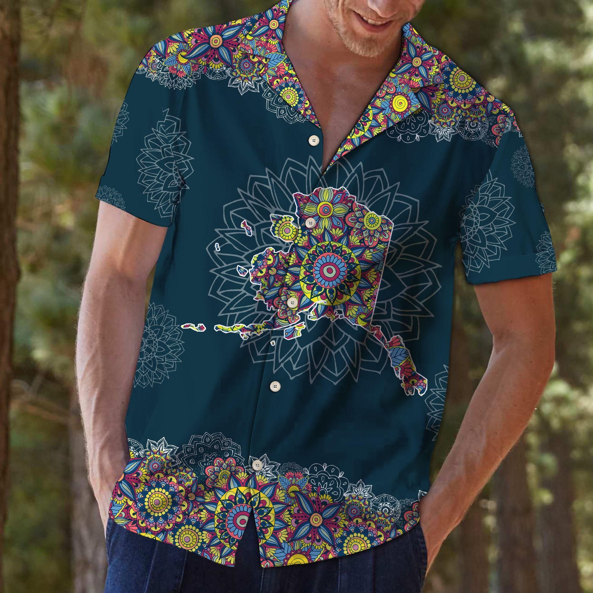 Alaska Mandala Aloha Hawaiian Shirt Colorful Short Sleeve Summer Beach Casual Shirt For Men And Women