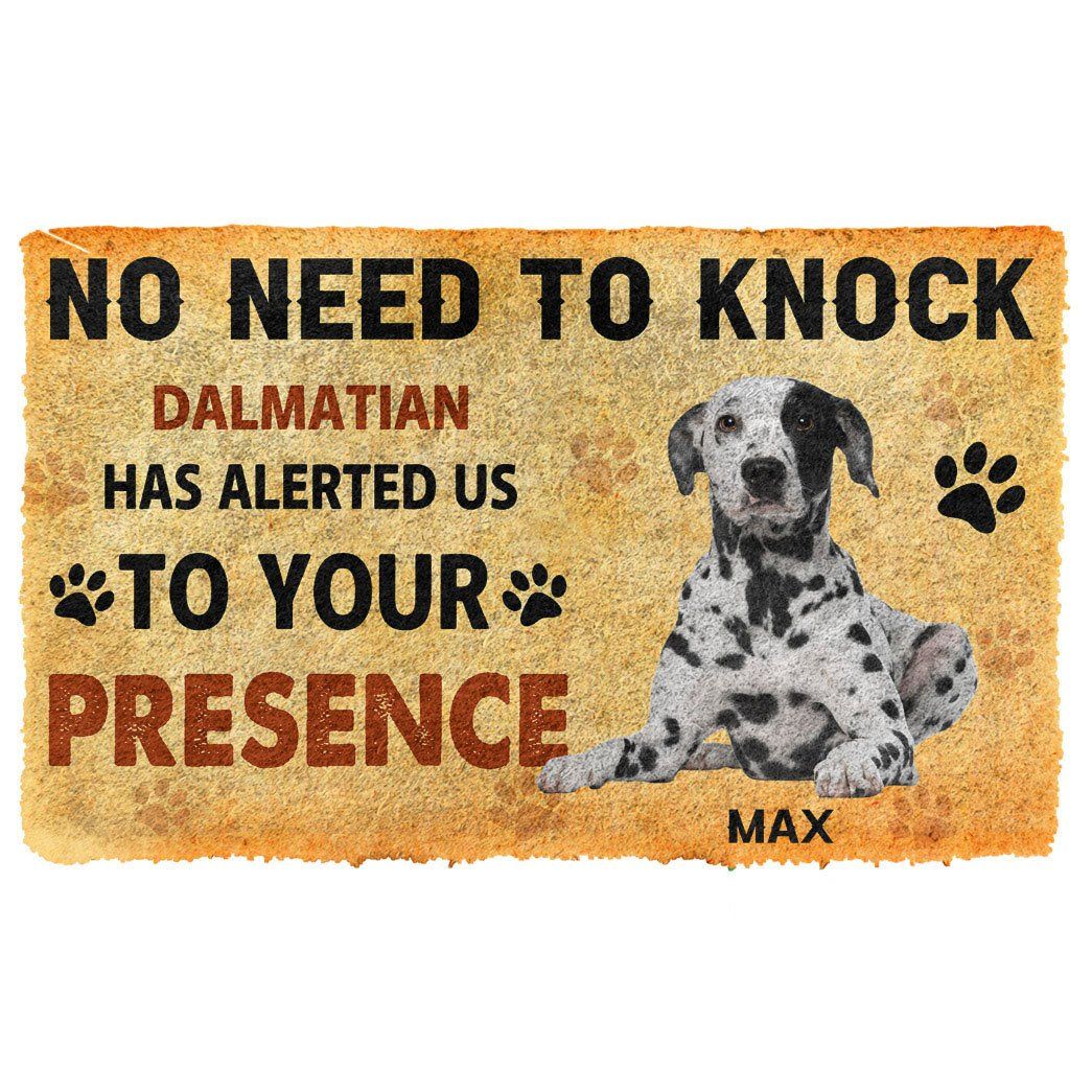 3D No Need To Knock Dalmatian Dog Custom Name Doormat