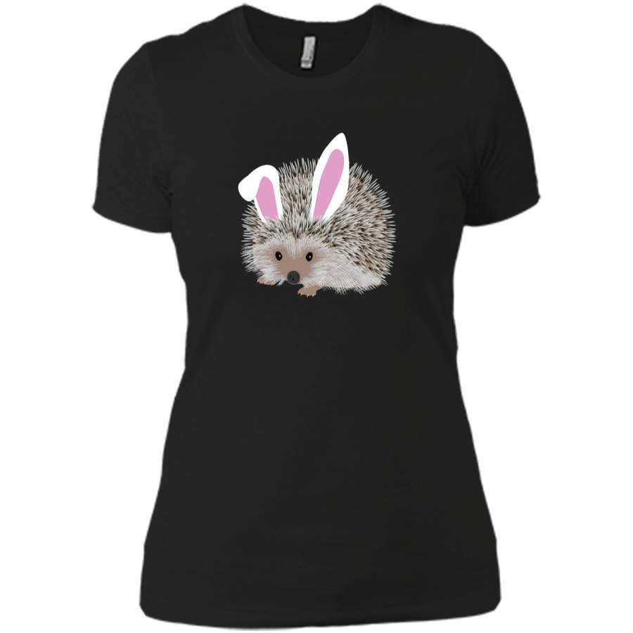 Cute and Funny Hedgehog Easter Bunny Ears Graphic T-Shirt Next Level Ladies Boyfriend Tee