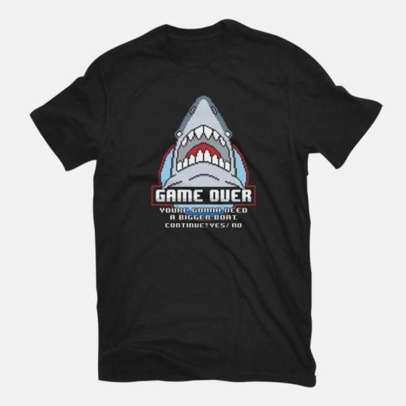 Crushtee basic game over shark Movies Tshirt Long Slleve Hoodie