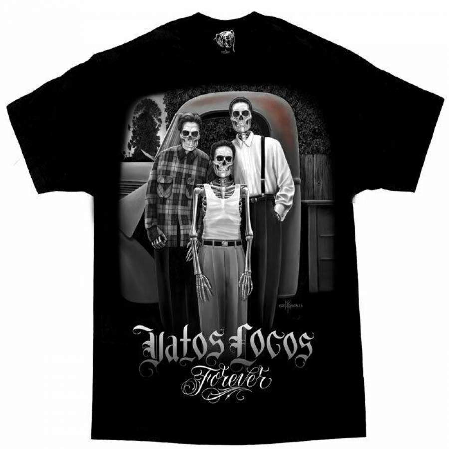 Dga Vatos Locos Street Gang Forever Mexico Skeleton Skull Cholos Urban T-Shirt