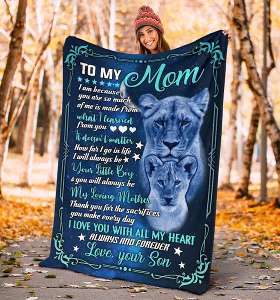 To My Mom I Am Because You Are So Much Of Me Fleece Blanket Gift For Mom From Son Home Decor Bedding Couch Sofa Soft And Comfy Cozy