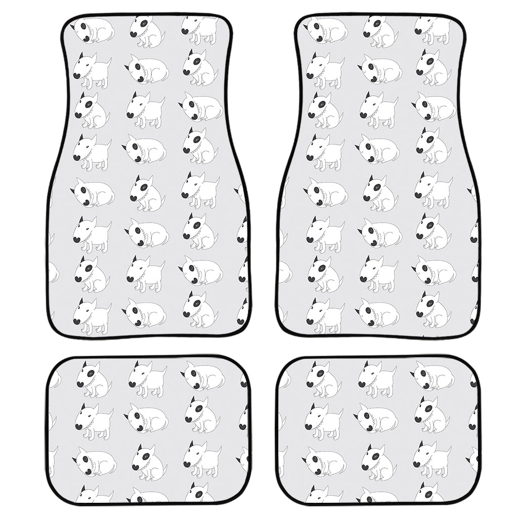 Doodle Bull Terrier Pattern Print Front And Back Car Floor Mats, Front Car Mat