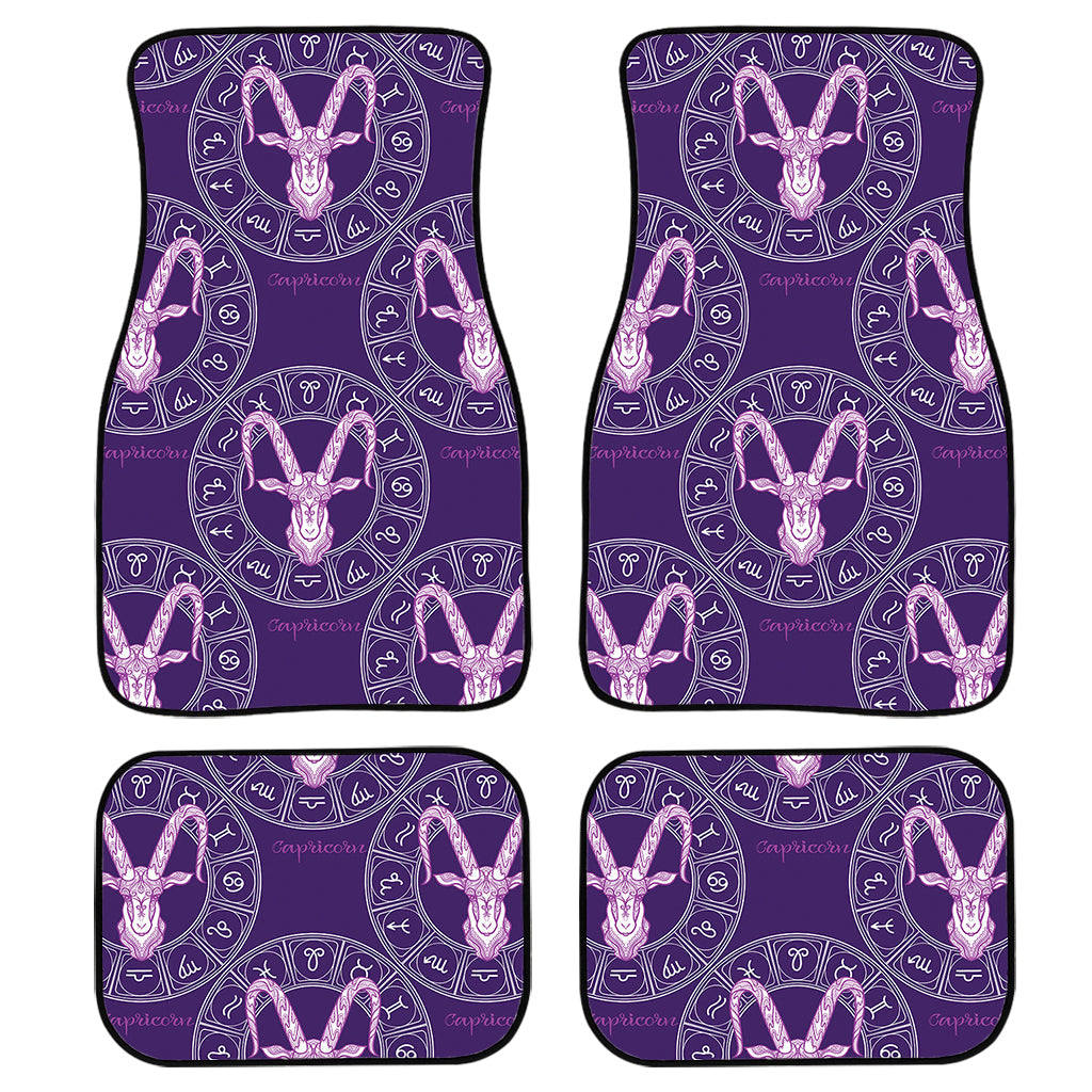 Purple Capricorn Zodiac Pattern Print Front And Back Car Floor Mats, Front Car Mat