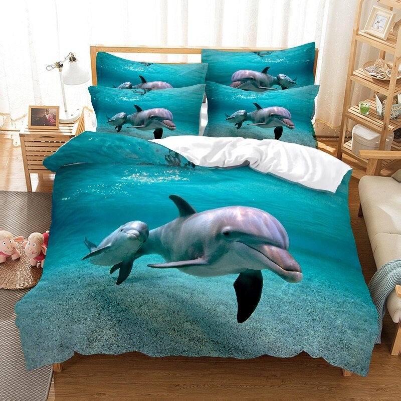 Dolphin Duvet Cover Set 3D Digital Printing Bed Linen Fashion Design Cover Bedding Sets Bed Set