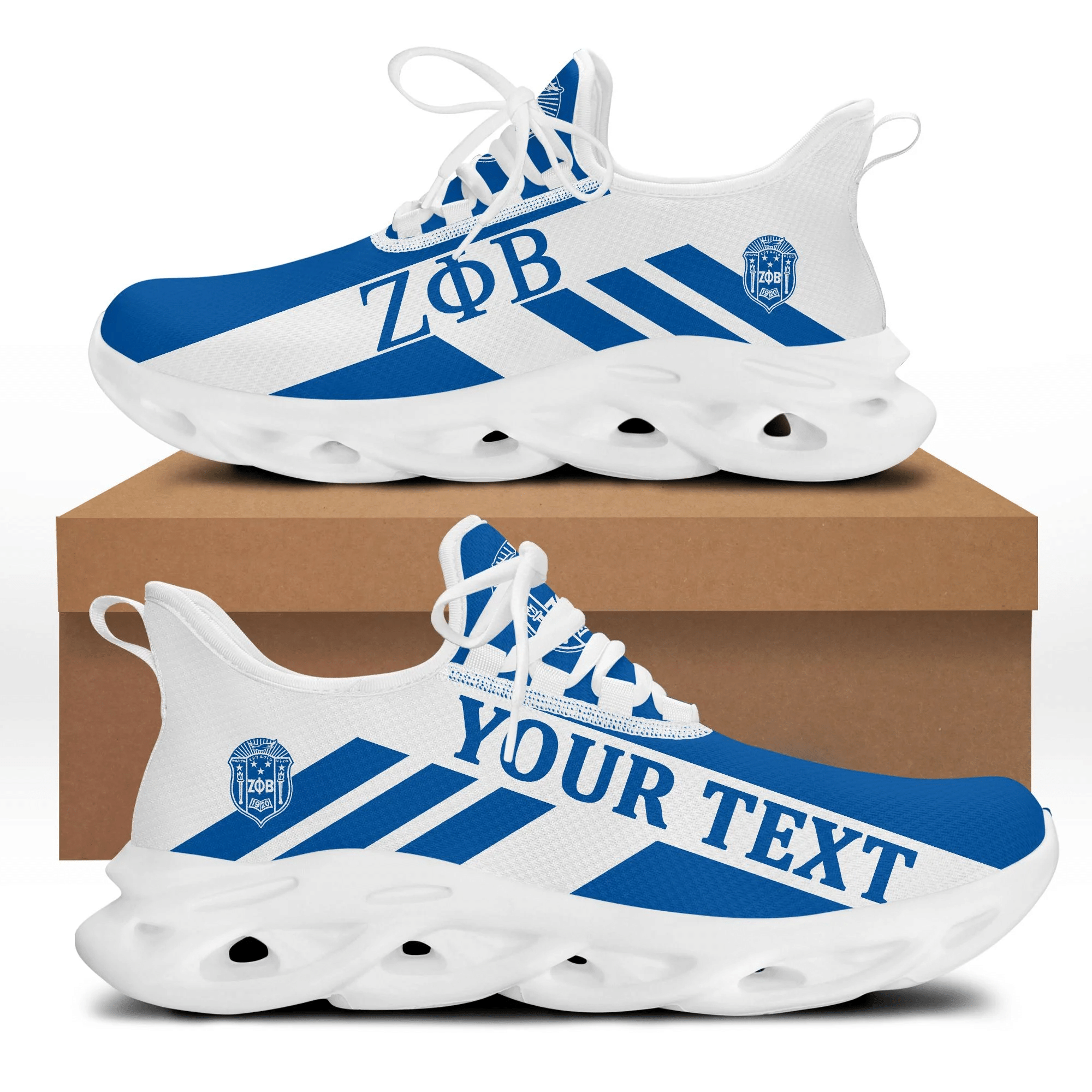 Wonder Print Footwear – Personalized Zeta Phi Beta Stripe Style Clunky Sneakers Lt10