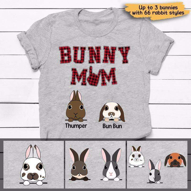 Bunny Mom Red Plaid Personalized Shirt