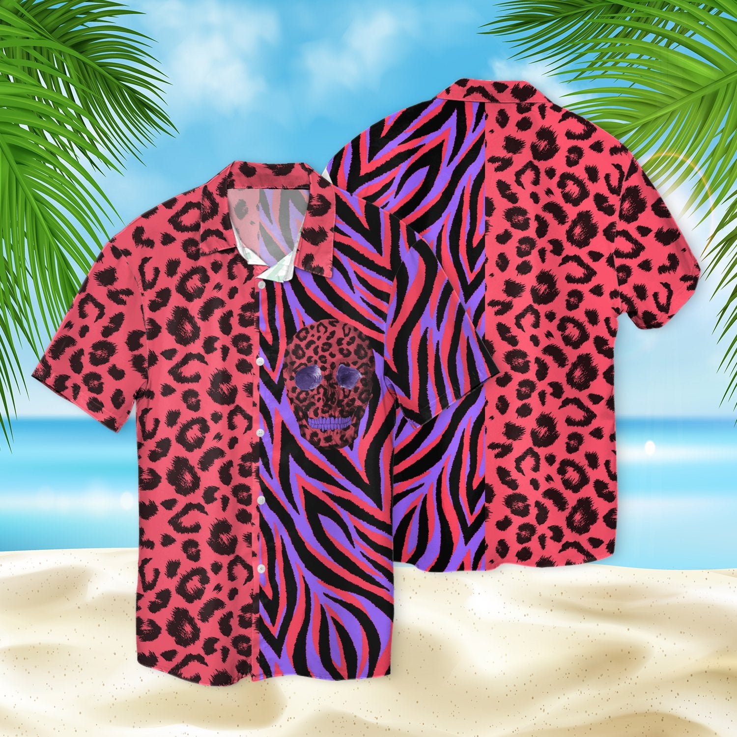 Skull Animal Print Hawaii Shirt Ha99868