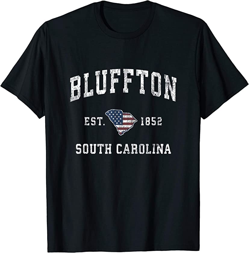 Bluffton South Carolina SC Vintage American Flag Design T-Shirt