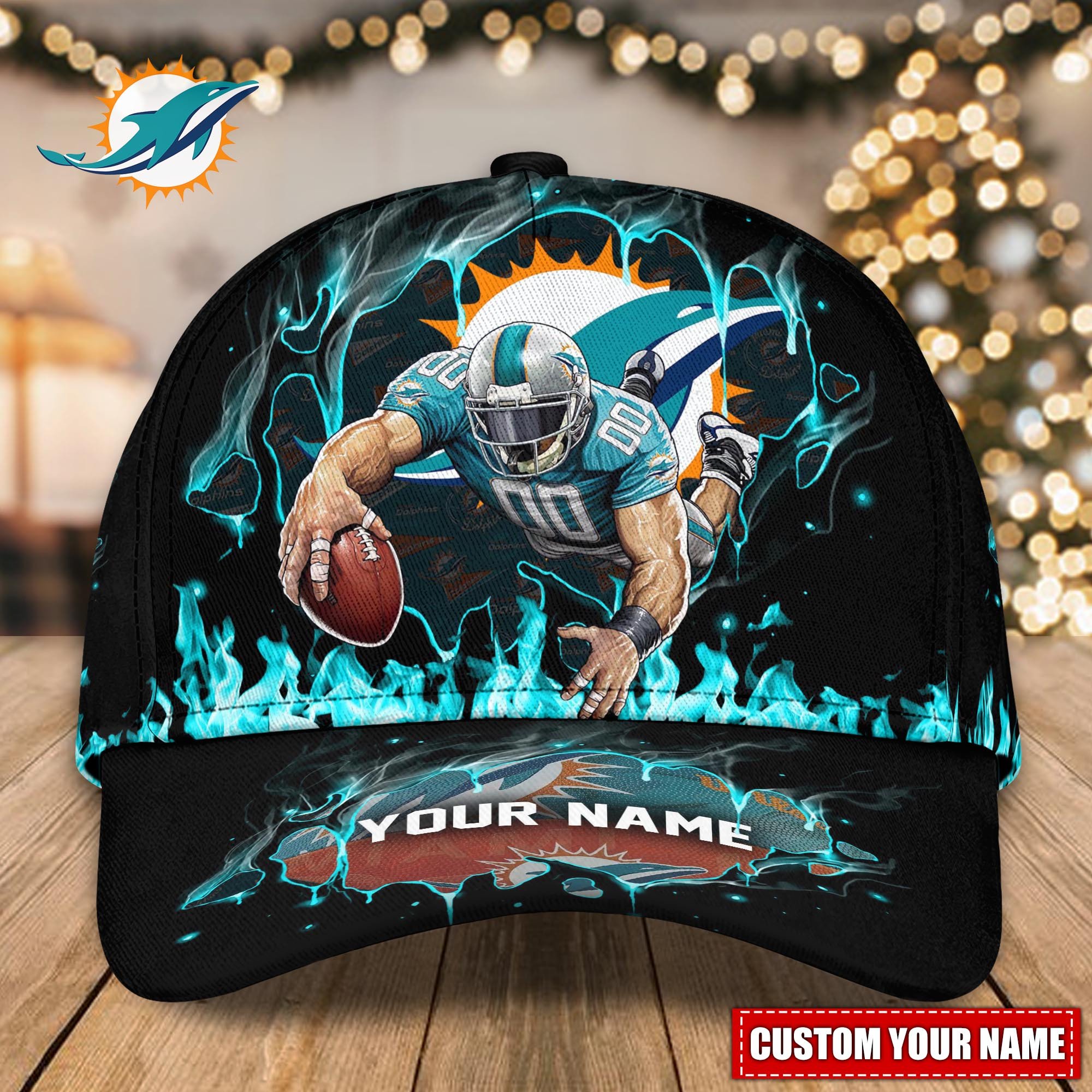 Miami Dolphins Custom Name Classic, Baseball Caps Q-47617