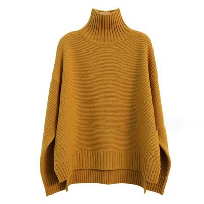 22 Autumn Winter Cashmere Sweater Women High Neck Thick 100%Wool Sweater Lazy Loose Knit Pullover Bottoming Shirt Customization alx