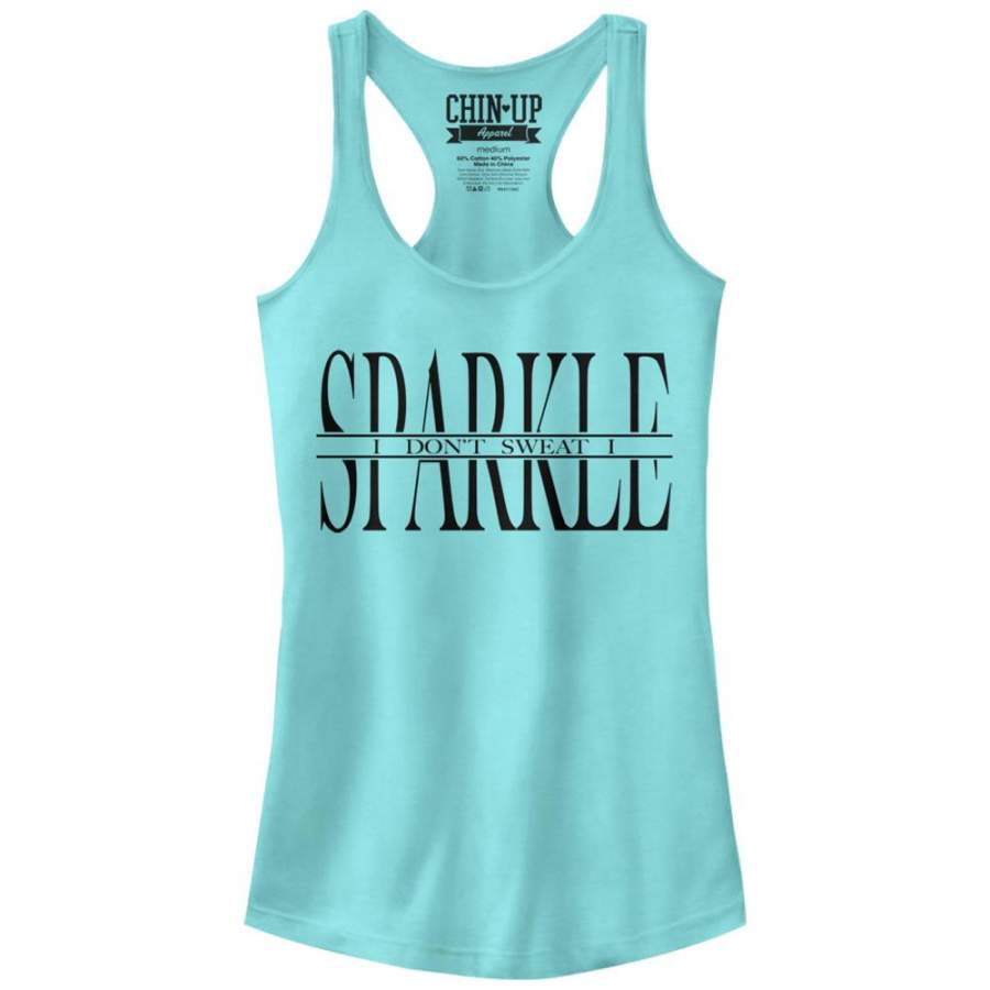 CHIN UP Junior’s Sweat Sparkle  Racerback Tank Cancun