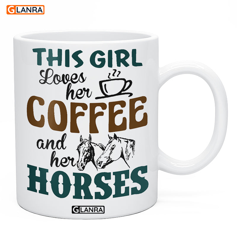 This Girl Loves Her Cofee And Her Horses Mug, Horse Girl Mug, Horse Lover Mug, Farm Animal Mug, Country Mug, Equestrian Gifts, Gift For Horse Lovers