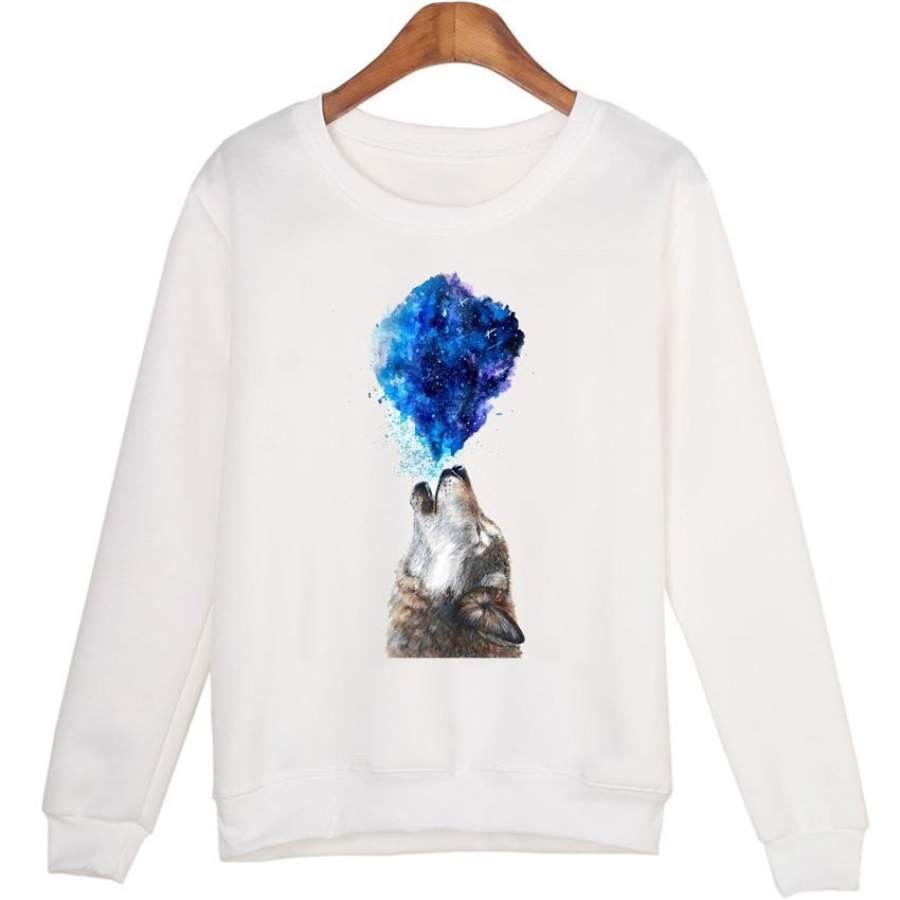 Autumn  women  fashion animal printed cotton round neck long-sleeved sweatshirt