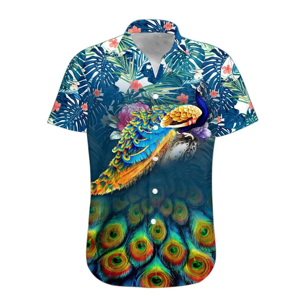 Peacock Aloha Hawaii Shirt Colorful Short Sleeve Summer Beach Casual For Men And Women Ha58035