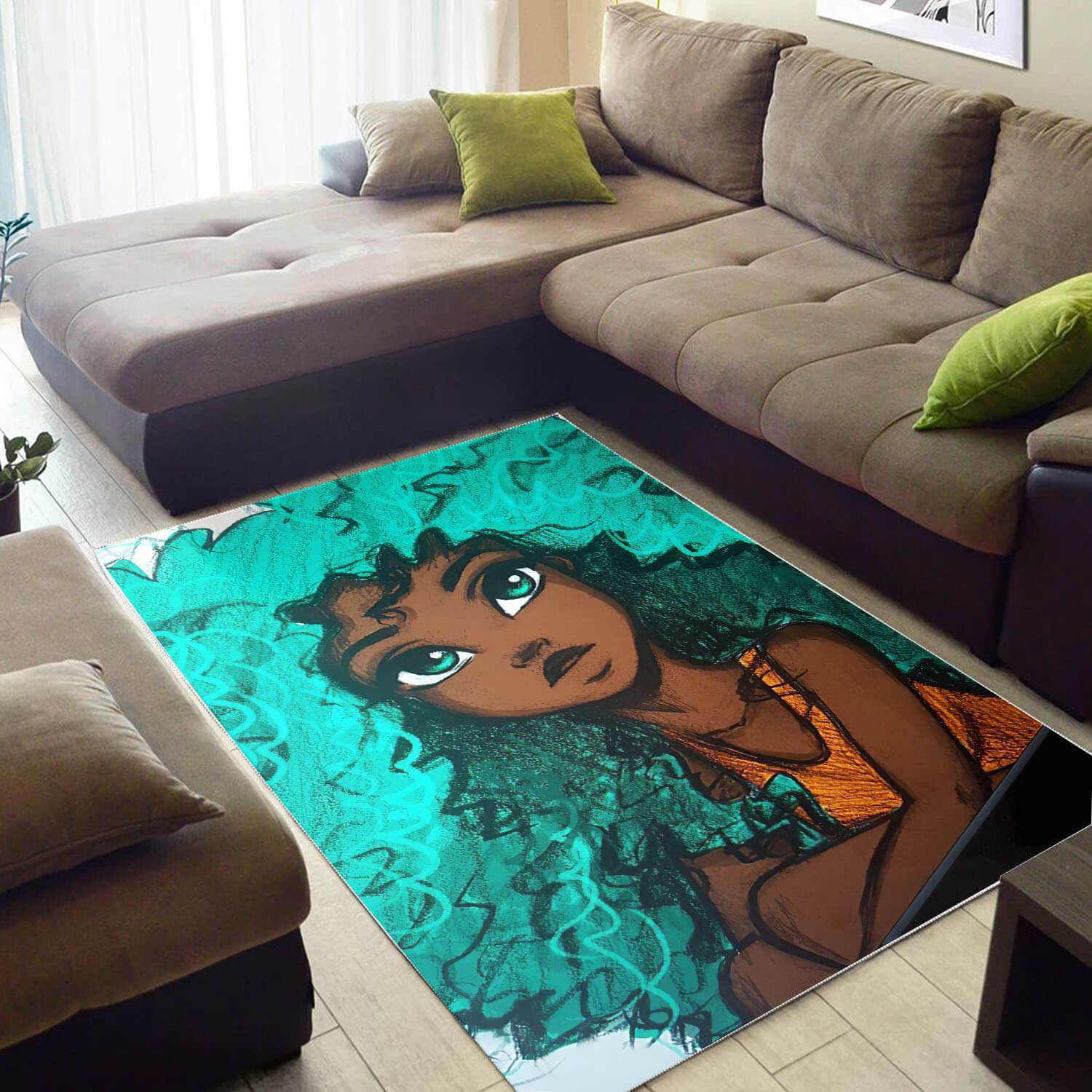 Afrocentric Rugs Pretty Black Afro Lady African Carpet Modern African Themed Living Room WBG36799