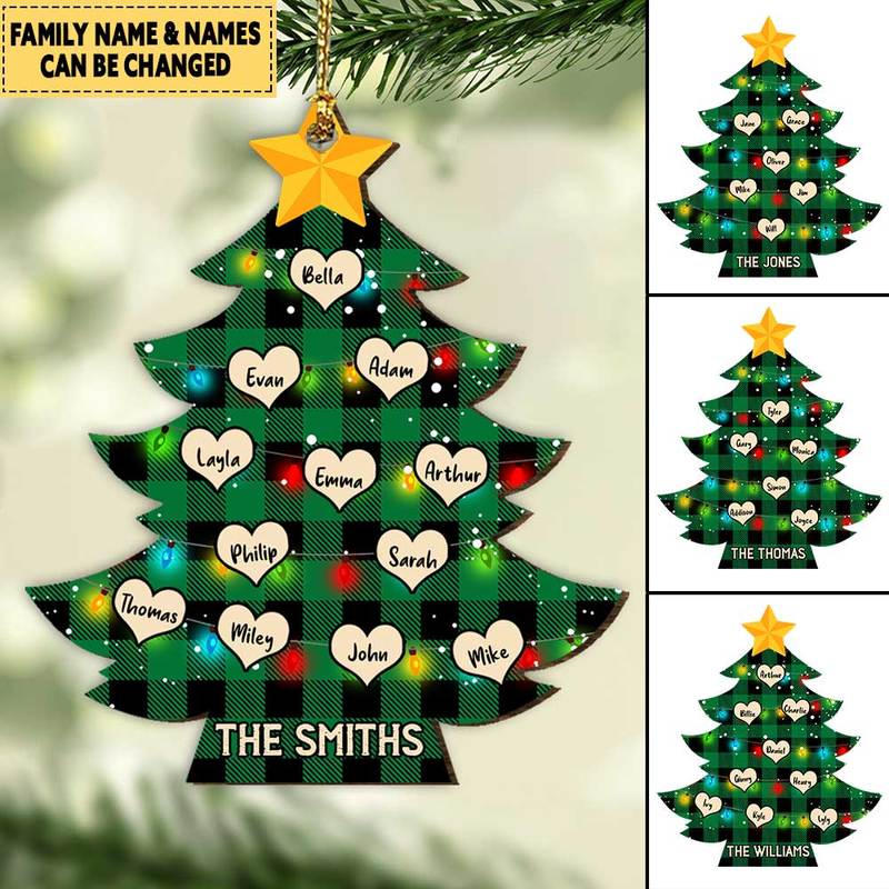 Christmas Family Tree Of Life Personalized Wood Ornament