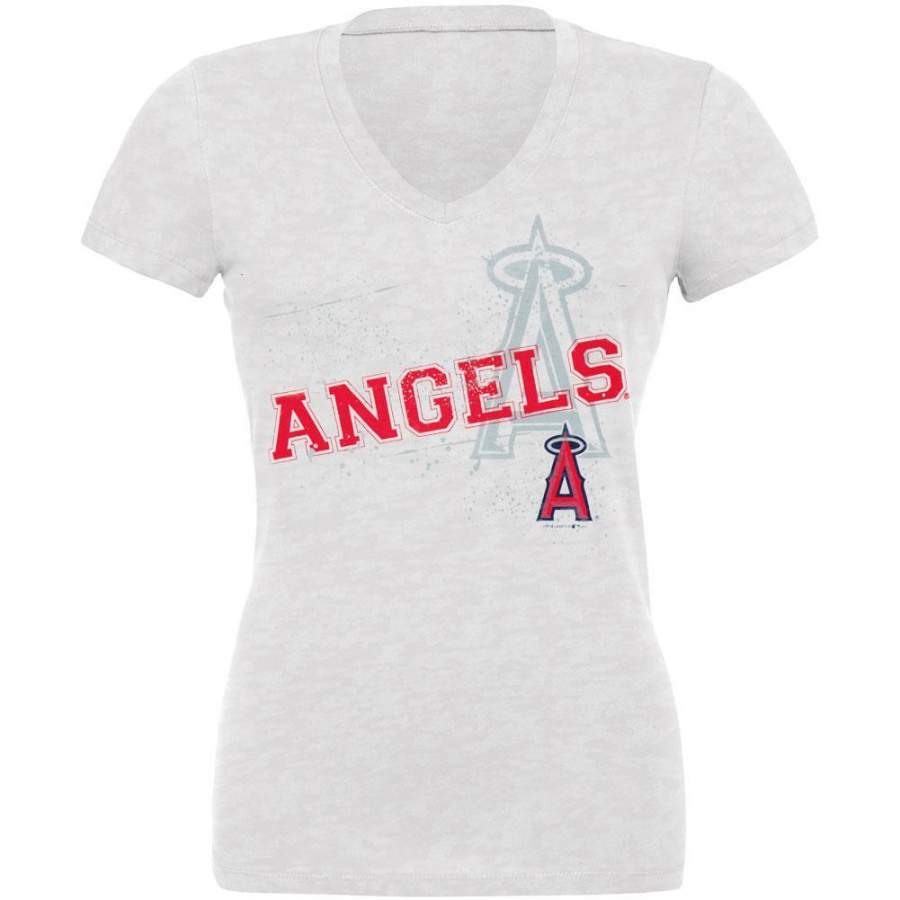 Los Angeles Angels – Splatter Juniors Burnout V-Neck T-Shirt