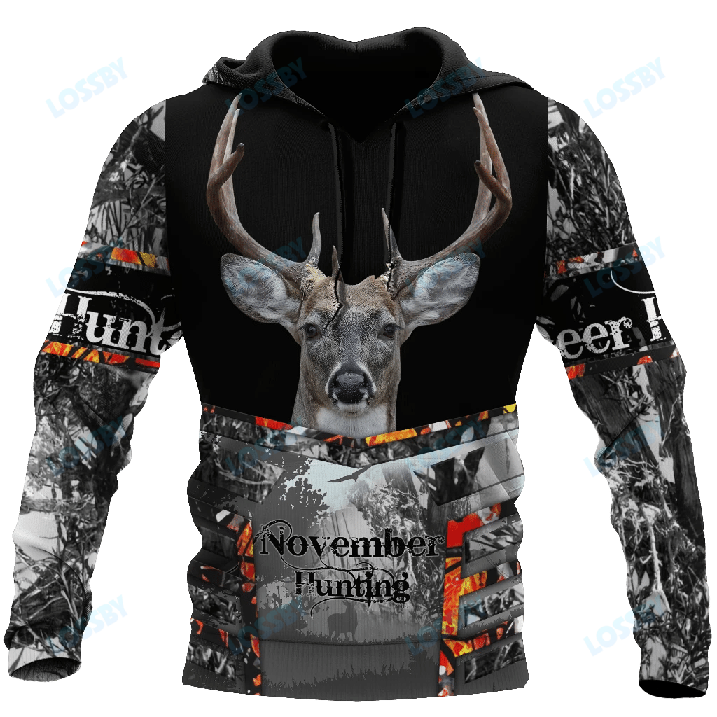 Premium November Deer Hunting 3D All Over Printed Hoodie