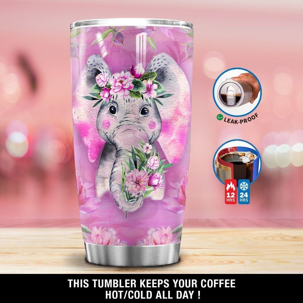 Pink Elephant Flower GS-NT1603LB Tumbler