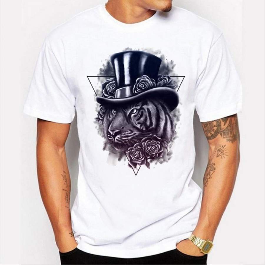 2017 Summer Hot New Fashion T-Shirt Men’S Printing T-Shirt Cartoon Tiger Short Sleeve