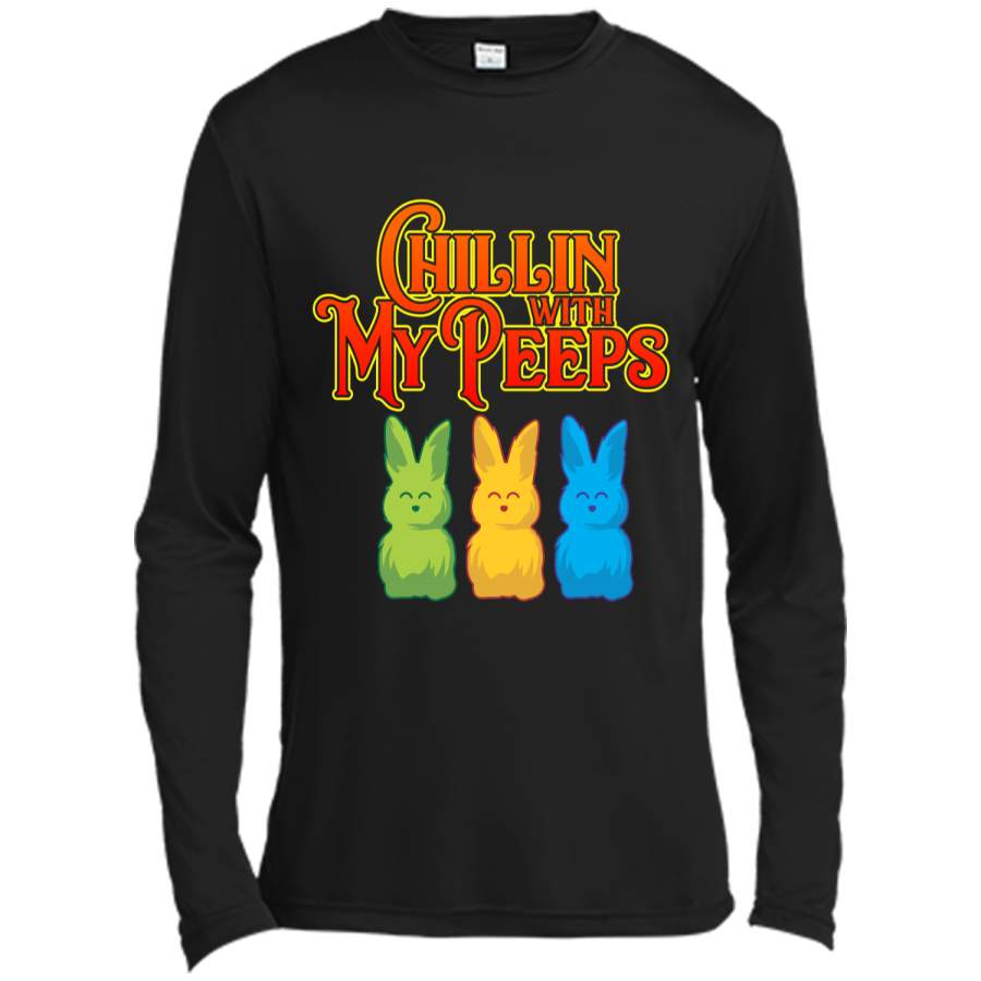 Chilling With My Peeps T-shirt Cool Easter Bunny Rabbit Tee Long Sleeve Moisture Absorbing Shirt