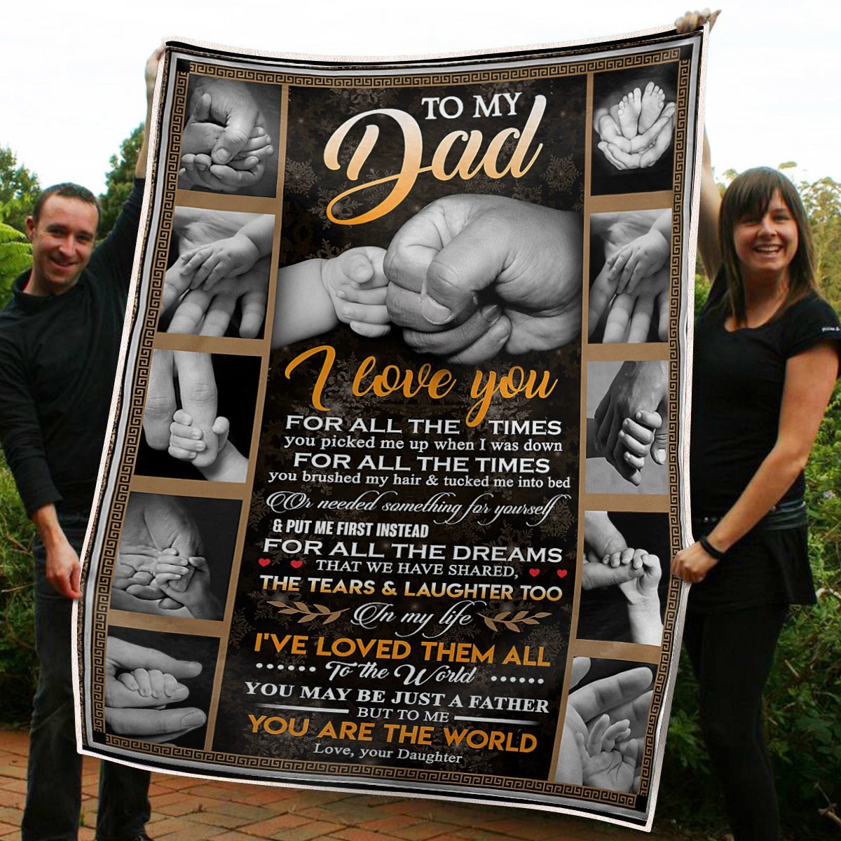 To My Dad Blanket Tiny Hand You Are The World Gift From Daughter Fleece Blanket