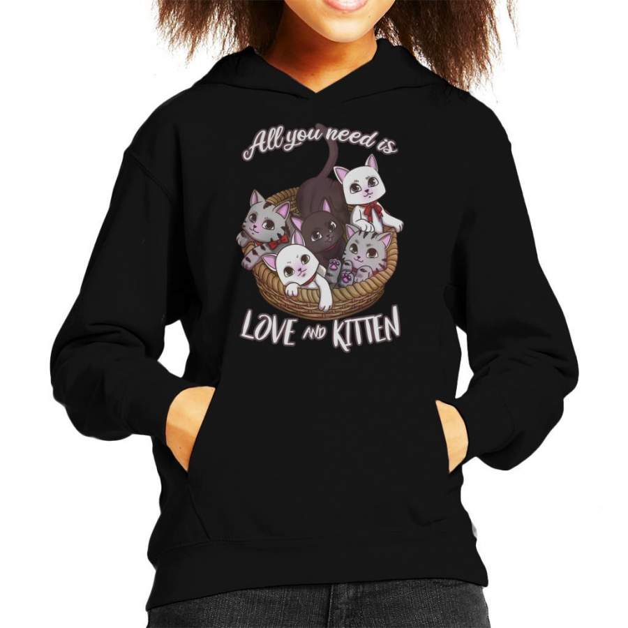 All You Need Is Love And Kitten Kid’s Hooded Sweatshirt