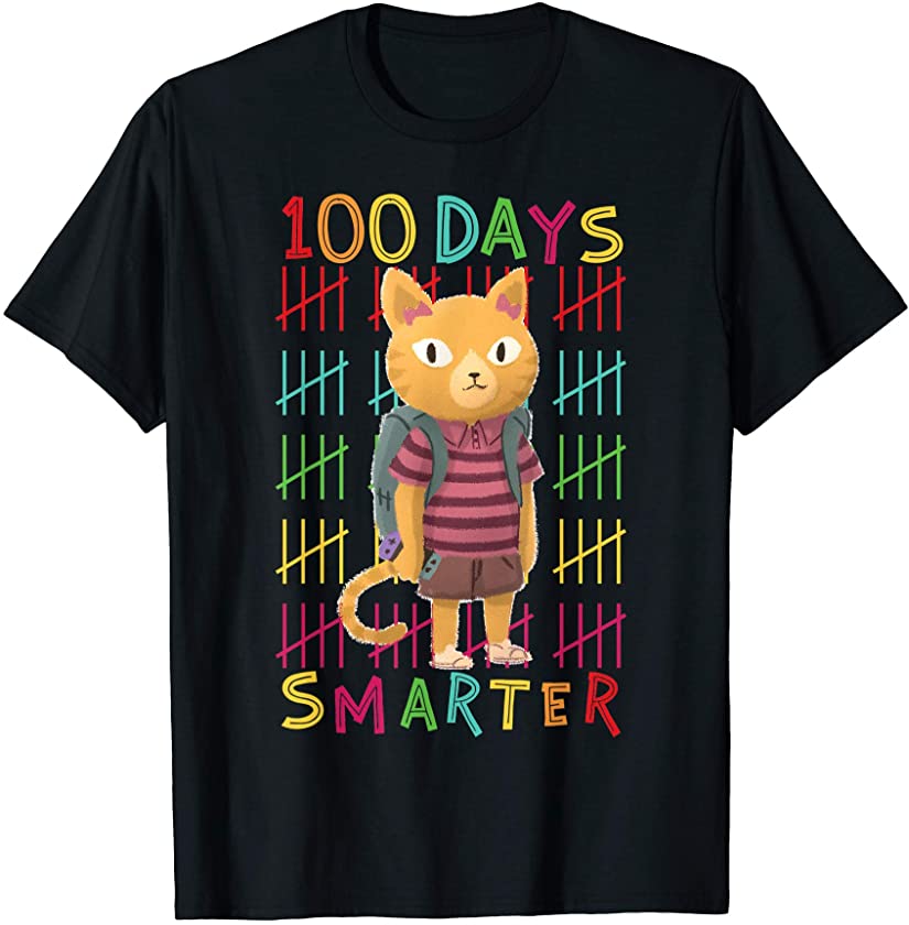 100 Days Smarter, Funny kitten Girls Gift T-Shirt