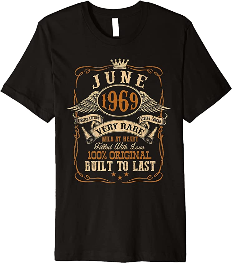 Vintage June 1969 Shirt 52 Years Old 52nd Birthday Gift Premium T-Shirt