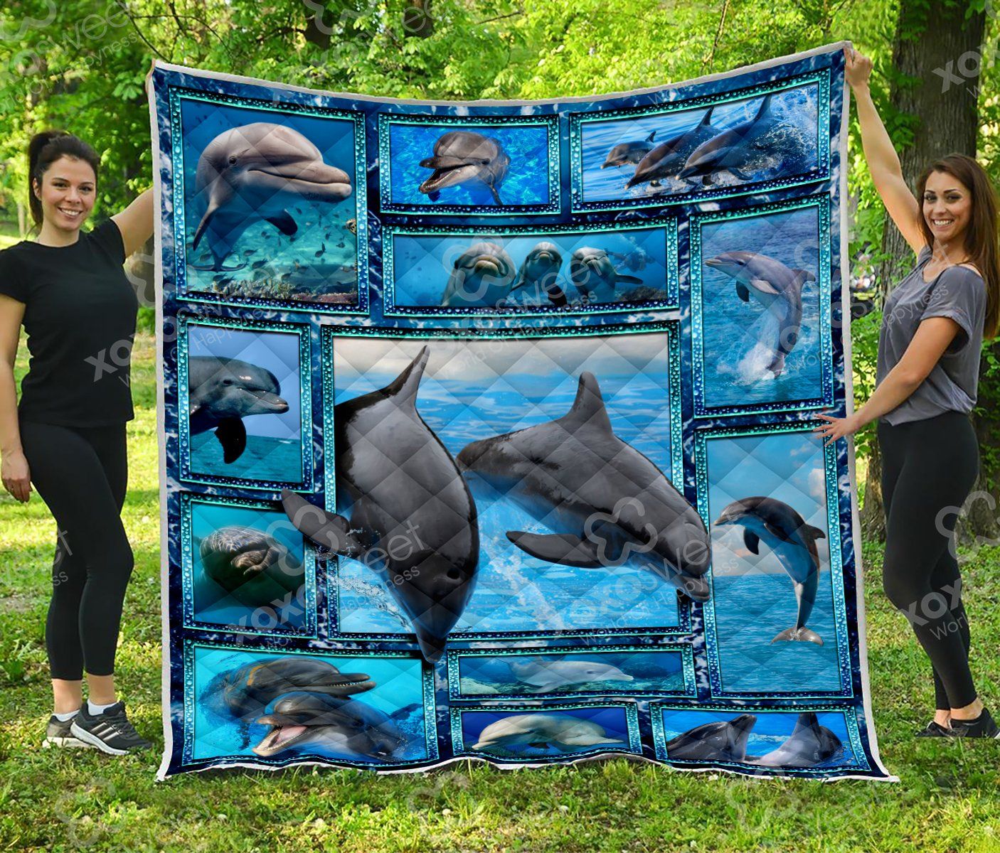 Dolphin Couple Quilt Blanket Great Customized Gifts For Birthday Christmas Thanksgiving Veteran’S Day Perfect Gifts For Veteran