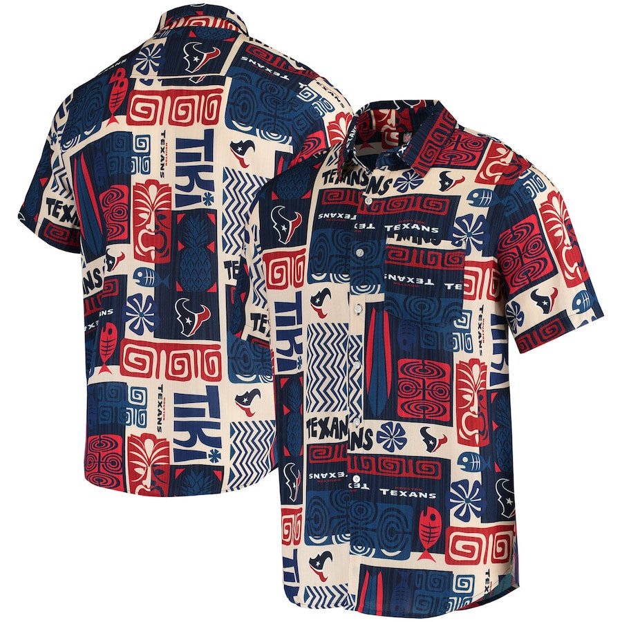 Houston Texans Tiki Floral Woven Hawaii Shirt Ha55729