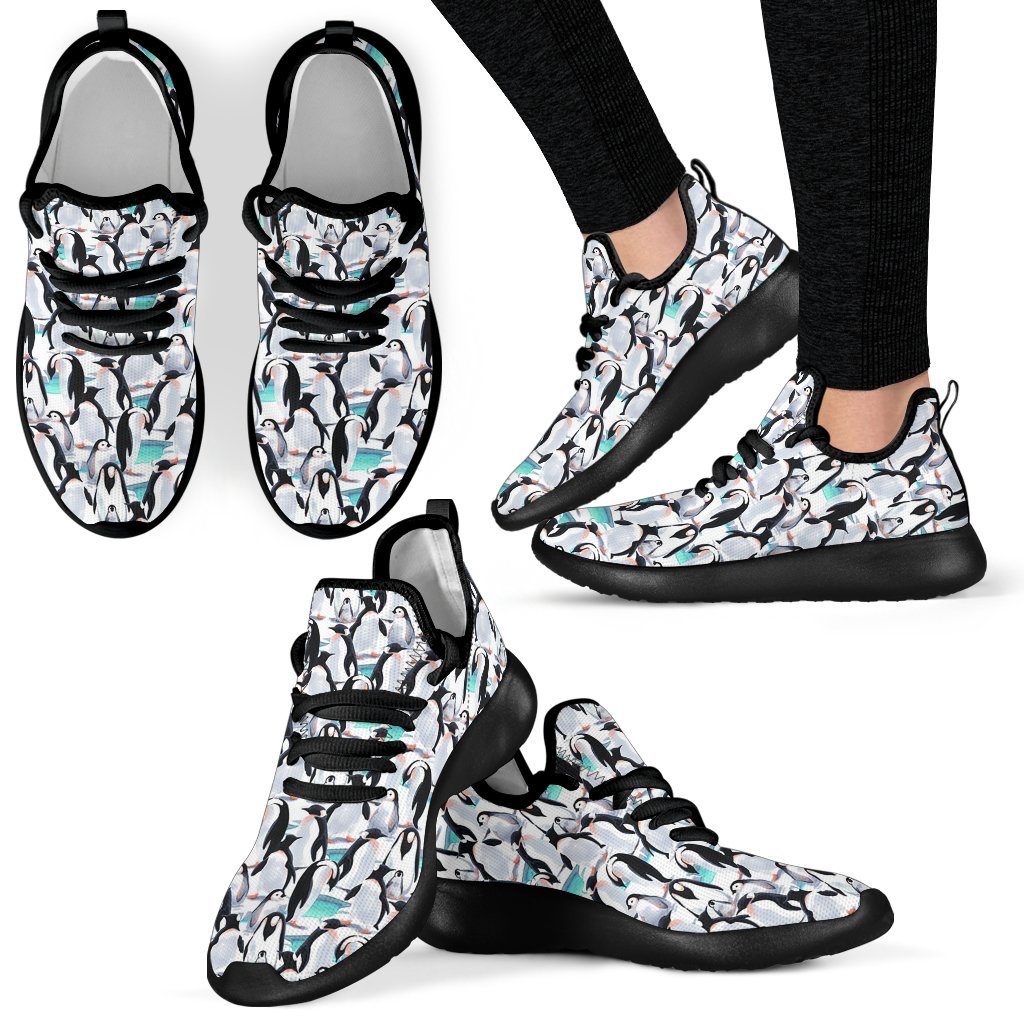 Pattern Print Penguin Black Men Women Knit Sneaker