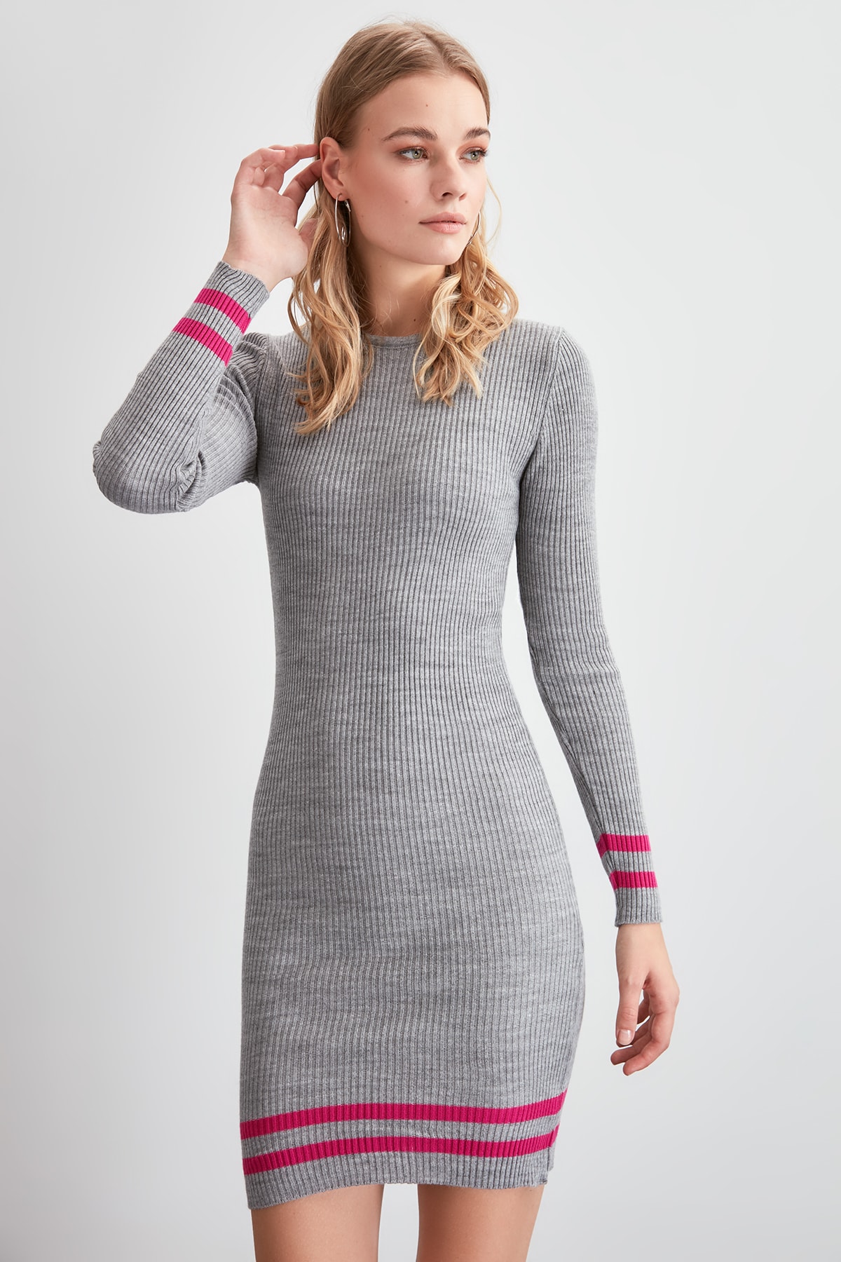 Trendyol Skirt Tip Striped Sweater Dress TWOAW20EL1274 alx