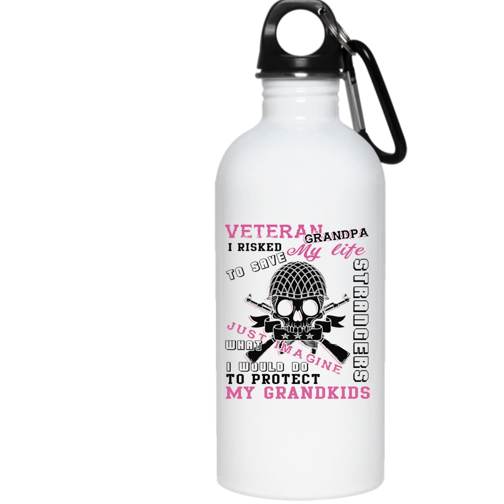 Veteran Grandpa 20 Oz Stainless Steel Bottle,I Protect My Grandkids Outdoor Sports Water Bottle