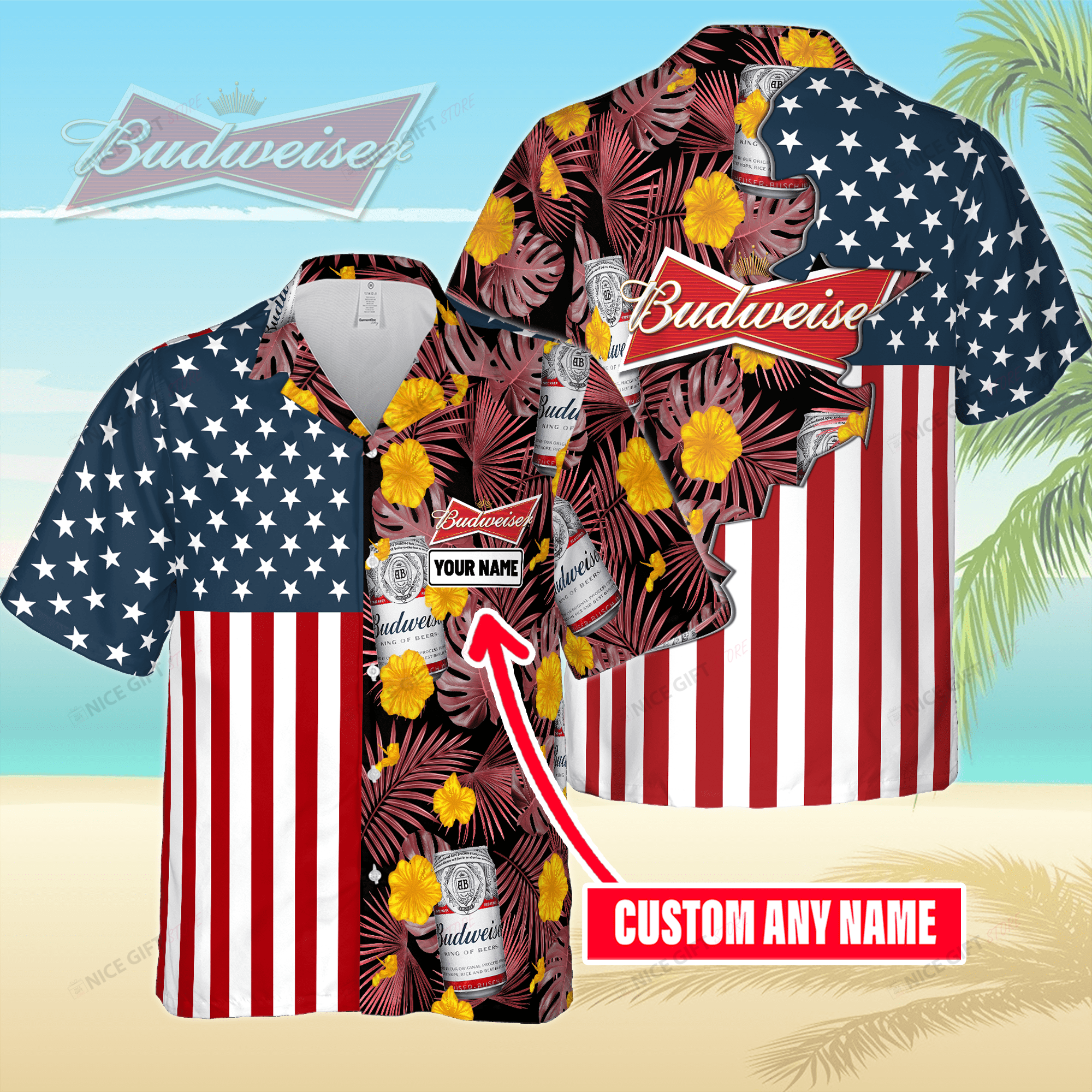 Budweiser Custom Name Hawaiian Shirt 3Hs-W8A2